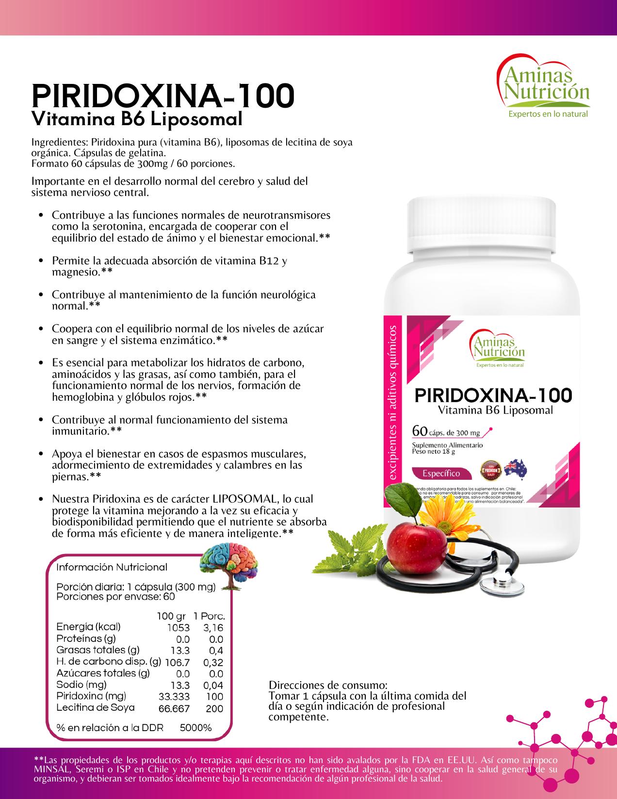Ficha Piridoxina-100 — Vitamina B6 Liposomal