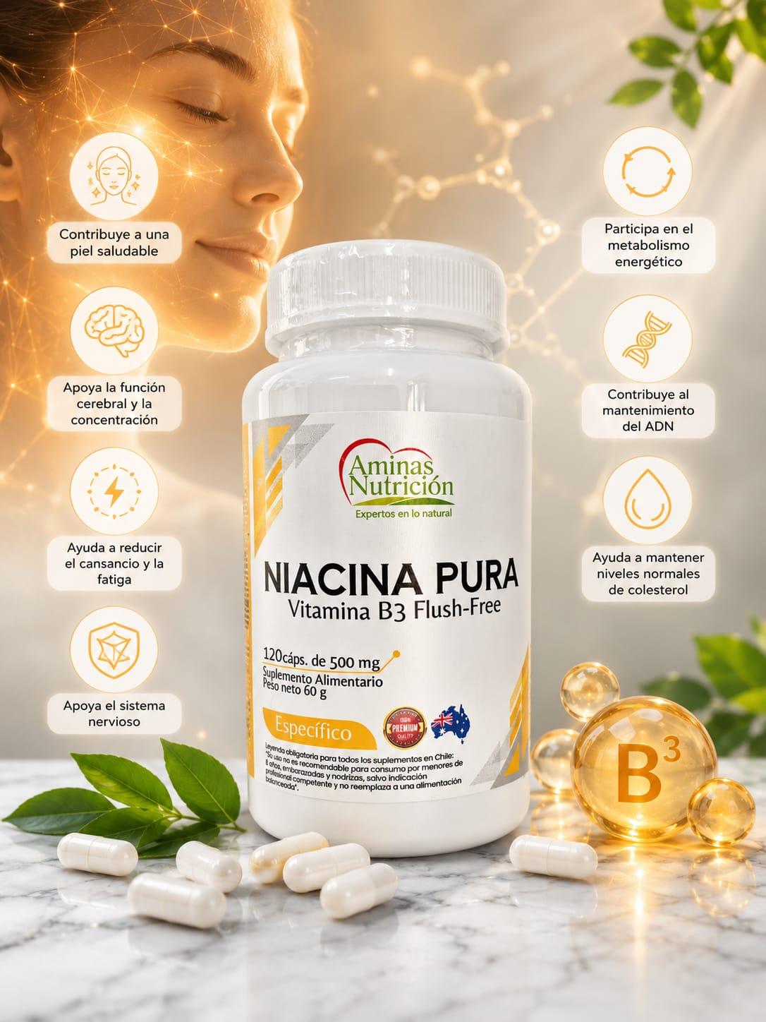 Niacina Pura — Vitamina B3 Flush-Free — beneficios